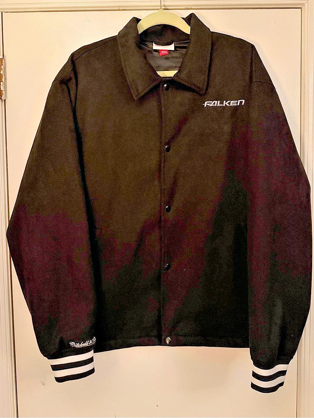 Mitchell & Ness x Falken Motorsports Satin Bomber Jacket Black & White XL